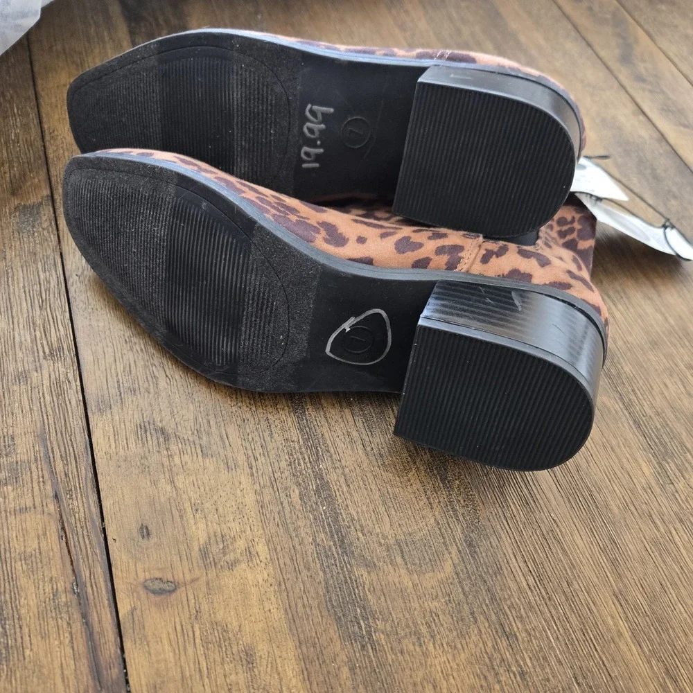 A New Day Ellie Cheetah Chelsea Boots Brown Black Block Heel Women's 7 NWT‎